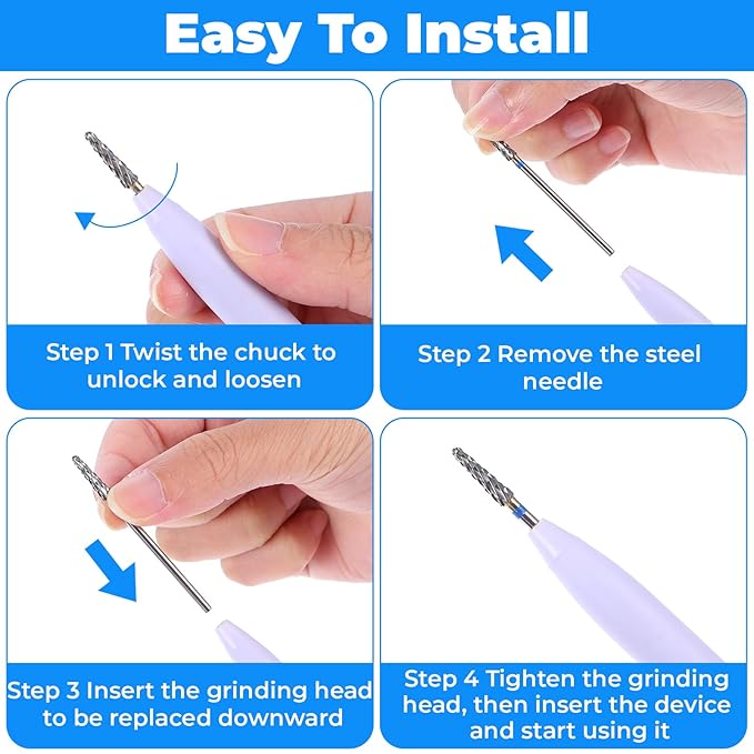 2 Pcs 3/32" Cuticle Clean Nail Drill Bits, Small Cone Clean Medium Grit Carbide Gel Remover Drill Bit for Electric Nail Drills, Conical Professional Manicure Tool Pedicure Gel Polishing Accessories
