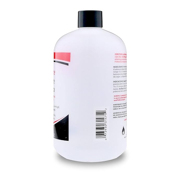 Supernail Pure Acetone Nail Polish Remover - Professional Strength for Acrylic, Gel & Dip Powder, Fast & Quick Gel Nail Polish Remover, 16 fl oz
