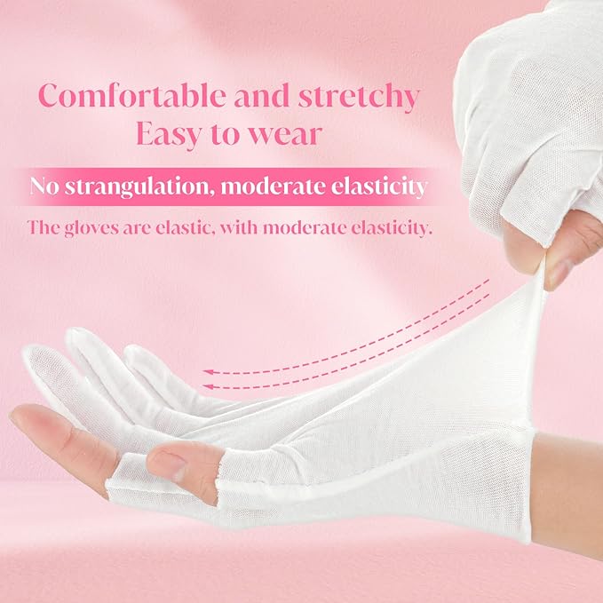 3Pair Touchscreen Cotton Gloves for Eczema and Dry Hands - Moisturizing Gloves SPA Overnight, Washable Lotion Hand Spa Treatment Gloves Repair Rough Cracked Dry Chapped Hands Skin for Women