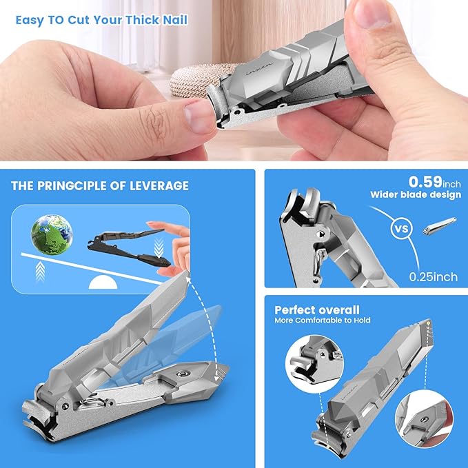Nail Clippers for Men with Catcher, Sharp Nail Clippers of No Splash Self-Collecting, Stainless Steel Heavy Duty Toenail Clippers for Fingernail and Toenails,Nail Cutter for Seniors Adults Women