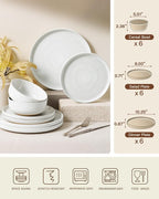 Stoneware Dinnerware Sets for 6, Plates and Bowls, Chip & Scratch Resistant - Image 8