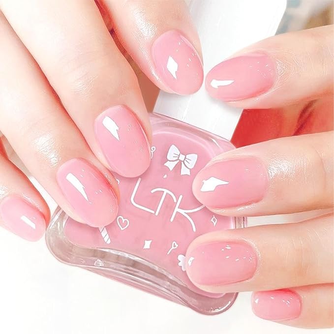 COSMOO 12ml Jelly Pink Nail Polish, Girl's Pink Long-Lasting Quick Dry Nail Lacquer for Nail Art Varnish, 0.41 fl oz