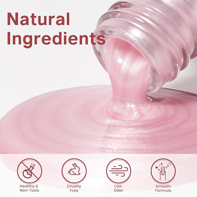 MIZHSE Pearlescent Pink Nail Polish, Quick Dry Pearl Nail Polish, Air Fast Drying 15ml Nail Lacquer Non Gel Oil-based Nail Art Manicure Home DIY
