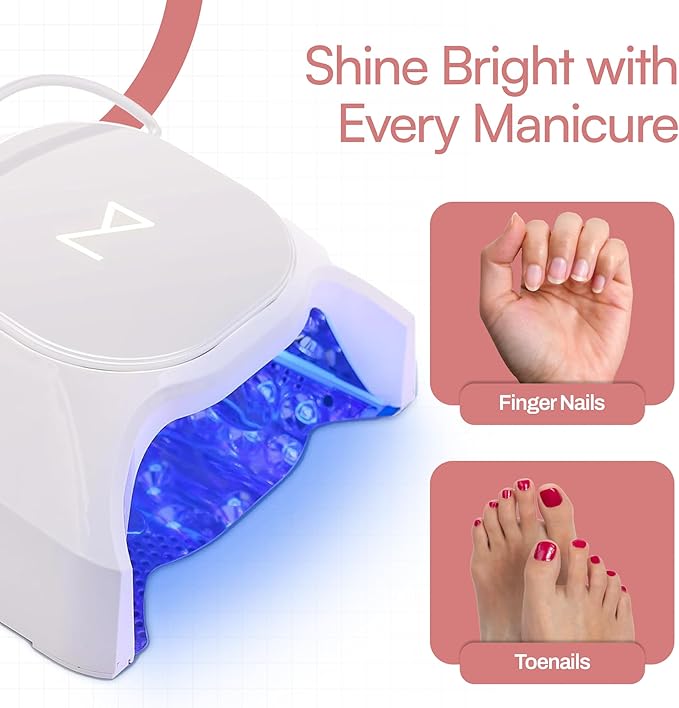 M - GlowPro Professional Hybrid 86W Wireless Rechargeable UV LED Nail Curing Lamp Cordless Nail Dryer for Gel Nails, Manicure, Pedicure (Black & White)