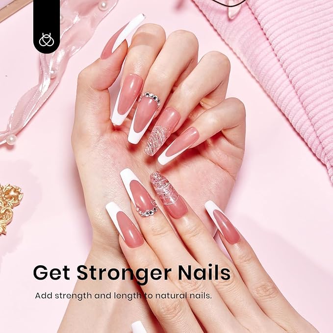 Beetles Builder Gel Set,6 Colors 7 in 1 Jelly Clear Pink Nude Builder for Nail Apex Thickening Extension Strengthen Weak Nails for Beginners DIY Salon at Home,UV & LED Lamp Needed