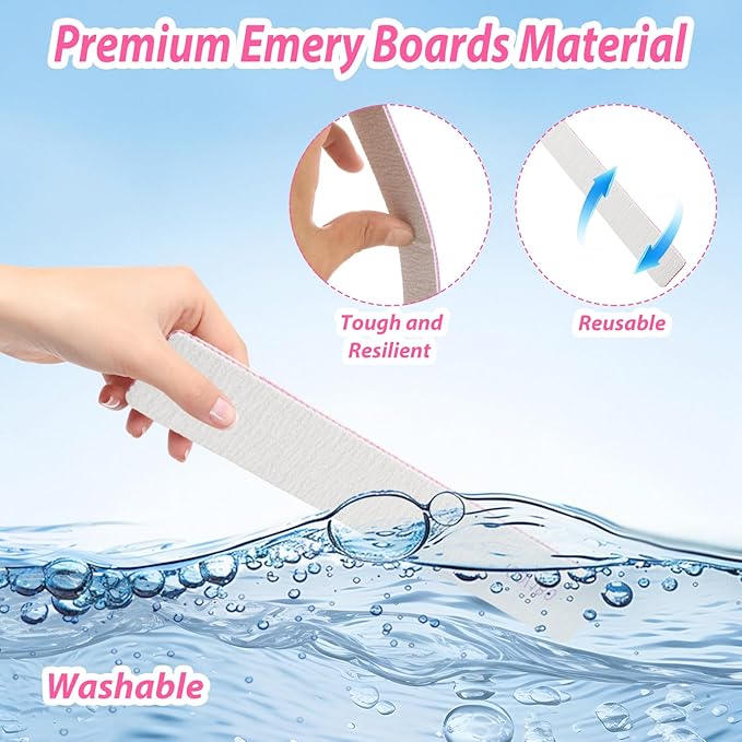 100 Pack Nail Files 100/180, Grit Double Sides Emery Boards, 100/180 Grit Nail Files, Coarse Emery Boards for Acrylic Nails and Gel Nails Home and Salon Supplies