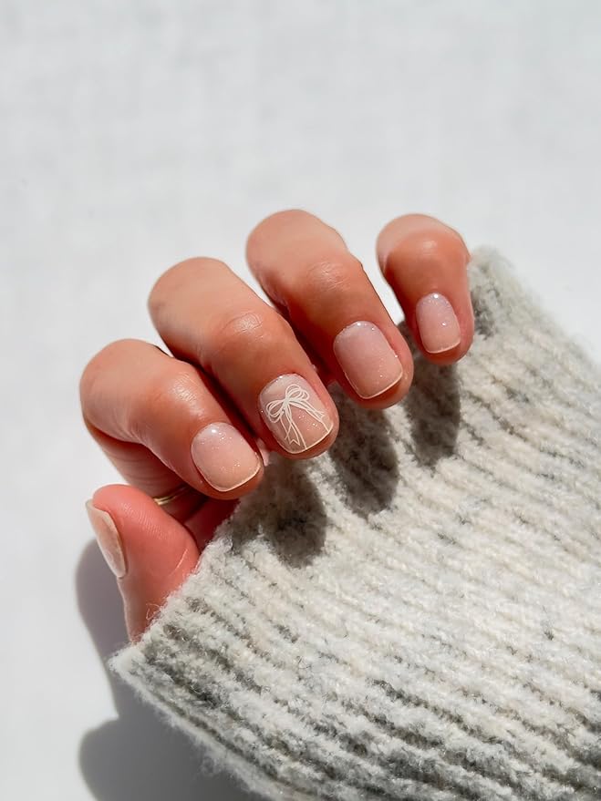 NOVA, Semi Cured Gel Nail Strips (Silver Belle) - The 10 Minute Manicure. Female Founded, Salon-Quality, Easy to Apply & Remove - Incl. Nail File & Wooden Stick (Silver Belle)