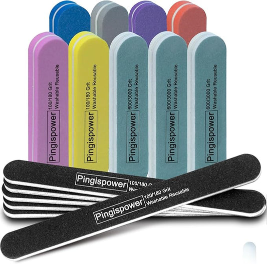 Nail File and Buffer, 15PCS Professional Emery Boards Nail Files and Buffers Block for Natural Nails 100/180 & 600/3000 Grit, Double Sided & Reusable Manicure Tools Kit for Home and Salon