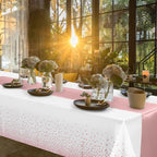 MASHAN 24 Pack White and Rose Gold Tablecloth Set - Image 7