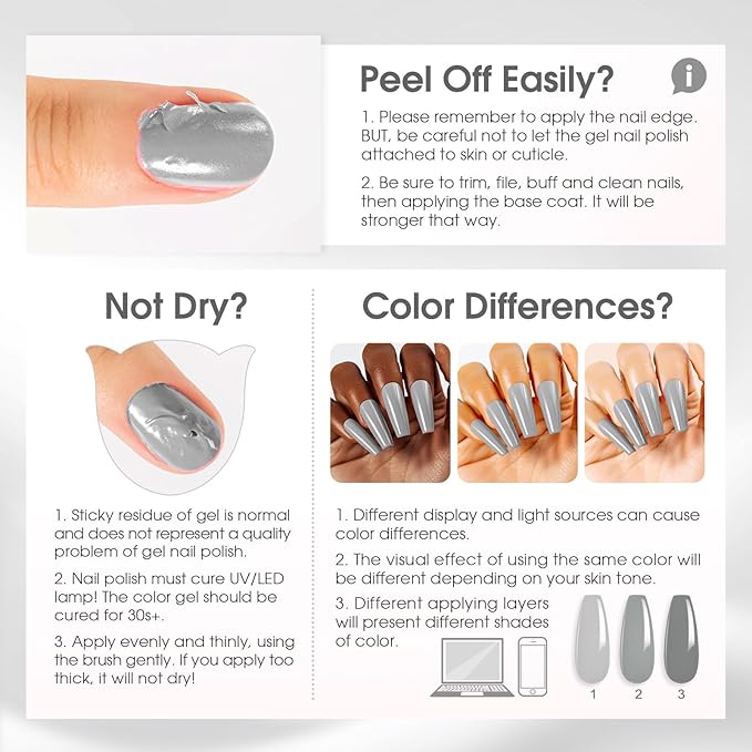 ROSALIND White Black Gel Nail Polish Set with Matte and Glitter Top Coat, 6 Colors Black Milky White Neutral Nude Grey Gel Nail Polish Soak Off Gel Nail art