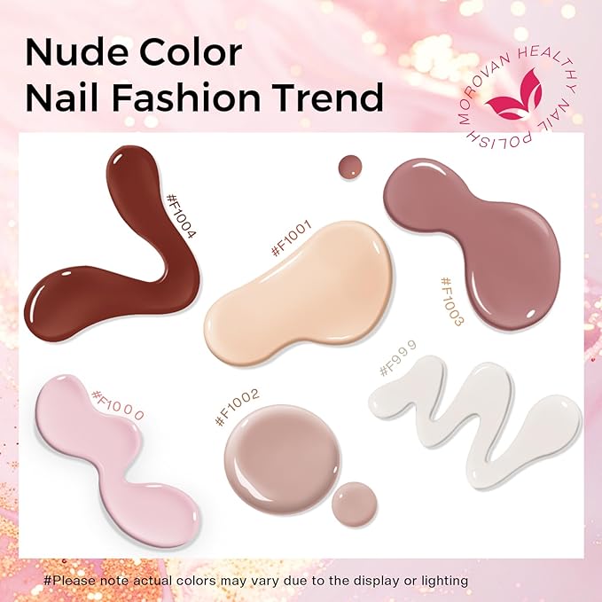 Morovan Nude Nail Polish Set: 6PC Neutral Pink Milky Skin Color Nail Polish Kit Pale Beige Cream Taupe Tan Brown Natural Mini Summer Manicurist Beautify Women Girls Gift