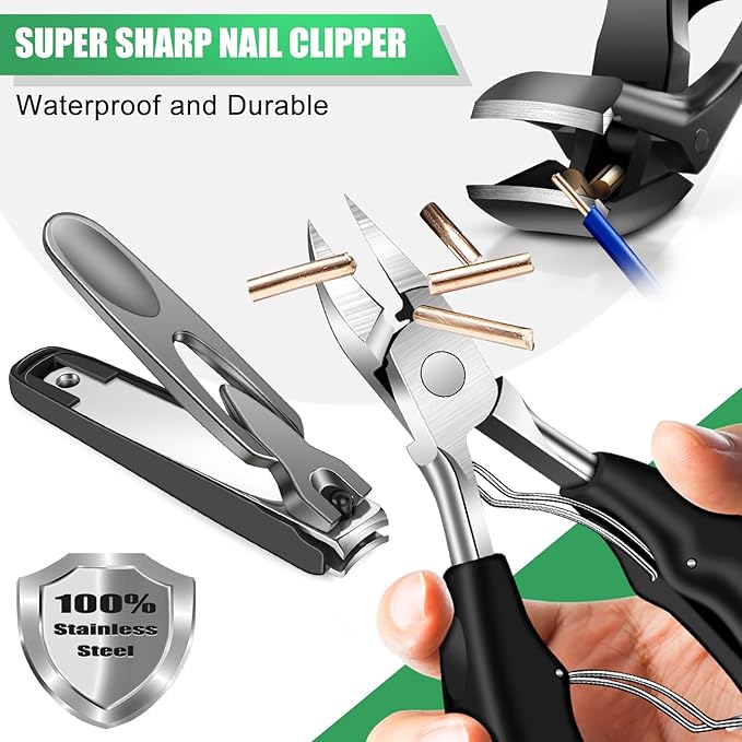 2025 Toenail Clippers for Thick Toenails for Seniors, Angled Head Large Toe Nail Clippers for Men with Wide Jaw Opening, Sharp Heavy Duty Fingernail Clipper Cutter with Catcher Long Handle