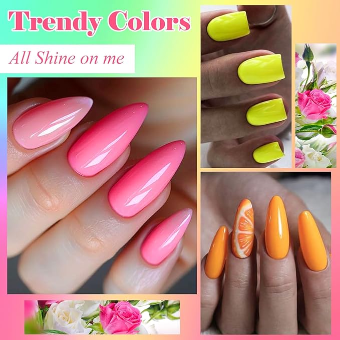 MEET ACROSS Poly Nail Gel 10Pcs Nail Extension Gel Set and Nail Extension Starter Kit for Beginners Nail Art DIY Home Gifts for Women (Neon, 12pcs)