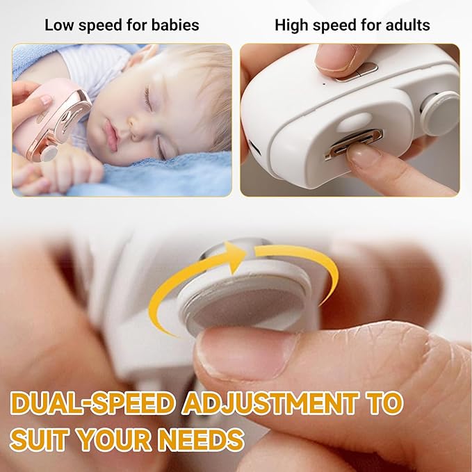Electric Nail Clippers Toenail Clipper,New 2 in 1 Electric Polishing Automatic Smart Nail Clippers,Nail Trimmer with 2-Speed Adjustable,Fingernail Clipper for Seniors,Men Women,Kids, Adults (White)