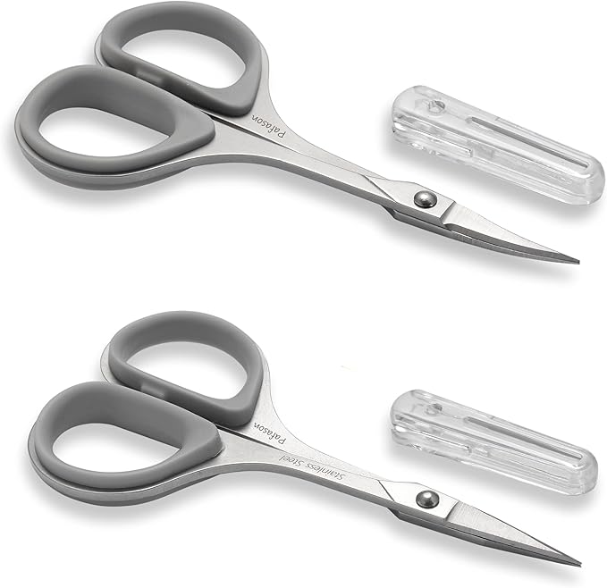PAFASON Premium Straight & Curved Manicure Scissors Multi-Functional Stainless Steel Cuticle Pedicure Beauty Grooming Kit for Eyebrow, Eyelash, Dry Skin