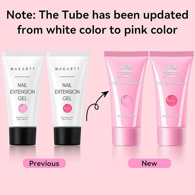 Makartt Poly Nail Gel Set: Sheer & Neon Pink Colors, Strong Builder for Extension Overlay Strengthener 3D Diy, Long-lasting for Nails French Manicures Home Salon-2PCs 30ML