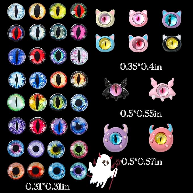 120PCS Devil Eyes 3D Nail Charms for Acrylic Nails,Multiple Colour Alloy Nail Gems Little Devil Nail Accessories, Nail Rhinestones for Nail Art Supplies Manicure Craft DIY