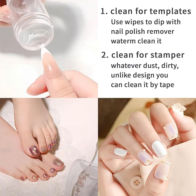 French Tip Tool,Nail Art Stamper Kit for DIY together,Home Manicure Starter Tool Salon(2 PCS)