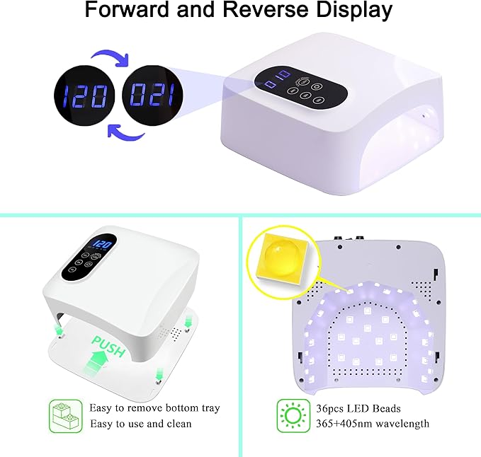 𝐔𝐩𝐠𝐫𝐚𝐝𝐞𝐝 72W Cordless Led Nail Lamp, Rechargeable Nail Dryer, Portable Gel UV Led Nail Light with Metallic Reflector Base, Professional Gel Curing Lamp with 4 Timer Setting for Home and Salon