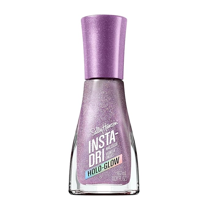 Sally Hansen Insta-Dri Holo-Glow Nail Polish | Quick Dry, Long Lasting, Streak-Free Shine | Semi-Opaque, Shimmery | 102 Lustrous Lilac | Hologrpahic Purple Nail Color