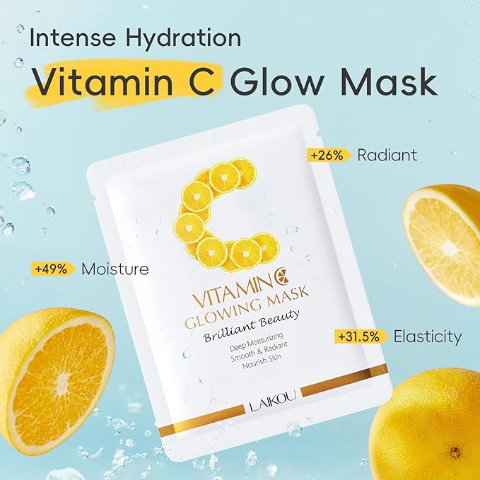 LAIKOU Face Mask, Korean Face Mask, Collagen Mask, Facial Mask for Glass Skin Hydrating, Moisturizing and Firming 25ml/30ml 15pcs