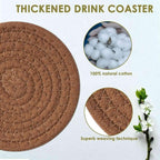 Drink Coasters 8 Pack with Holder, 4-Color Cotton Woven Absorbent Coasters Set - Image 6