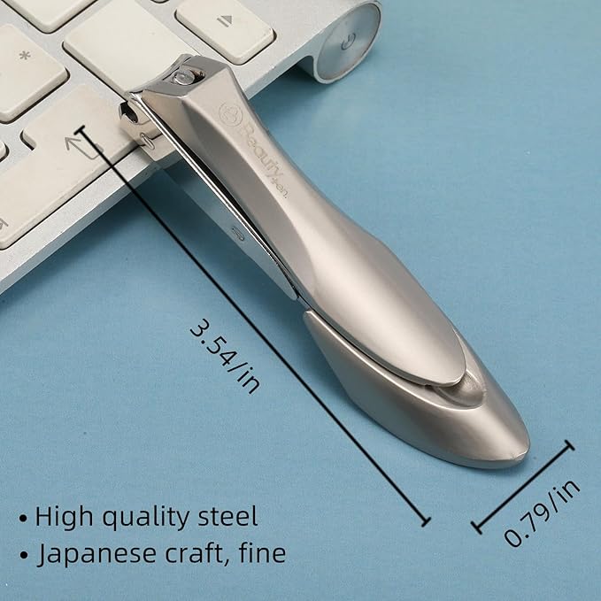 Beautyten Japanese Nail Clippers Stainless Steel Sharp Blades with Catcher and Nail File Compact Non-Slip Handle Precise-Cut Durable for Men Women Fingernails Toenails Made in Japan