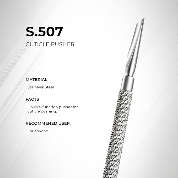 Nghia Pusher - S-507 (Stainless Steel) | Double–Ended Cuticle Pusher | Precision Nail Care Tool| Premium Quality for Nail Care | Ergonomic Design | Suitable for Professional & Home Use