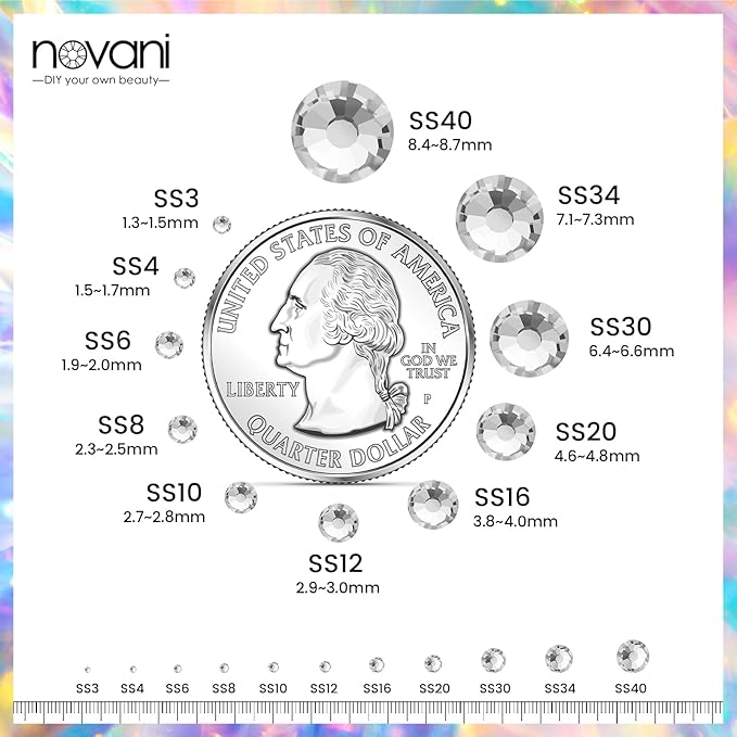 Novani Rhinestones 1440pcs SS20 Glass Rhinestones Crystal Flatback Gemstones for Crafts Nails Makeup Bags and Shoes Decoration（SS20, Crystal Clear）
