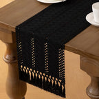 MLMW Boho Table Runner Black Table Runner 90 inches Spring Easter Short Coffee - Image 4
