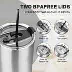 40 oz Tumbler with Lids and Straws, Stainless Steel Insulated Coffee Tumbler - Image 6
