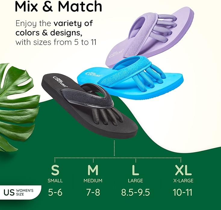 Pedi Couture Pedicure Sandals with Built In Toe Separators for Women - Comfortable Spa Style Flip Flops for Home, Salon, Yoga & Gym Use