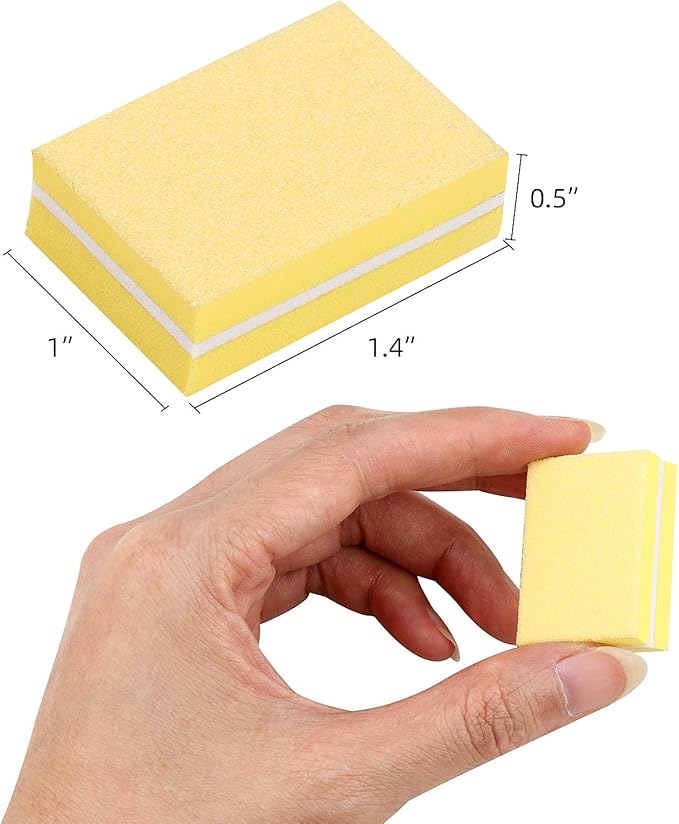 100 Pcs Mini Buffers for Nails 180/100 Grit Nail Buffers for Nail Care(Yellow)