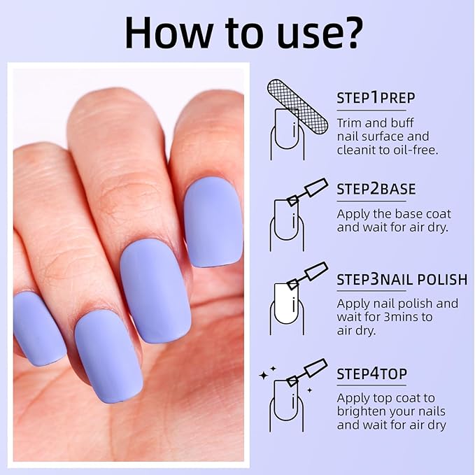 Matte Nail Polish Quick Dry Nail Lacquer for Nail Art Varnish, Mist Effect Matte Finish Velvet Nail Polish, 0.35 fl oz (Sky Blue-18, 10 ML)