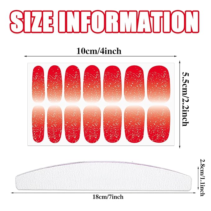 Wokoto 20 Sheets Pink & Red Nail Wraps - Solid & Gradient Designs, Stickers, Full Nail Wraps, Art Decals