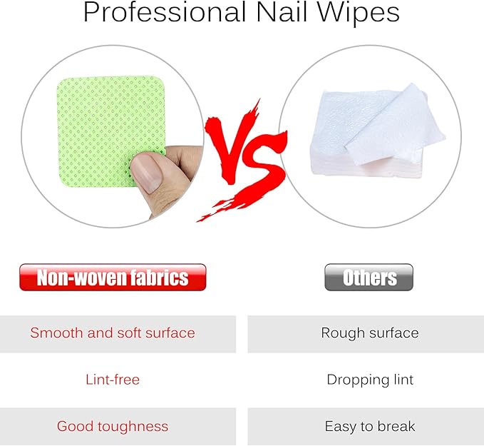 150 Pcs Lint Free Nail Wipes, Non-Woven Nail Polish Remover Pads Nail Polish Wipes for Nail Polish Removal Eyelash Extensions DIY Nail Art Supplies (Green)