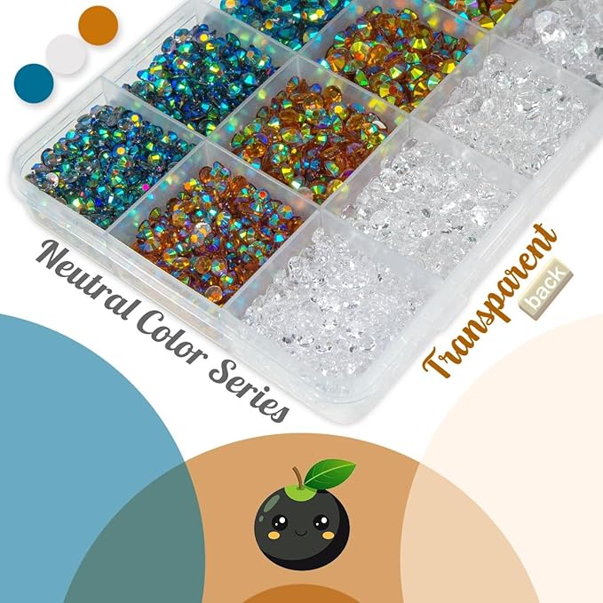 Transparent Resin Rhinestones for Crafting 3mm 4mm 5mm 6mm Flatback Clear Stones No-Hotfix 3 Color Clear Amber Brown Gray AB Gems Diamonds Charms for Nails Face Eyes Makeup Crafts Clothes Shoes