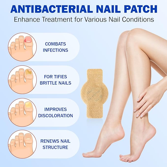 Nail Patches, 21 Pcs Toenail Treatment Extra Strength 8-Hour Overnight Nail Fast Acting Repair for Damaged & Discolored Nails Overnight Renewal Effortless Hydrogel Nail Care for Men and Women