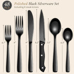 Hiware 48-Piece Black Silverware Set - Image 2