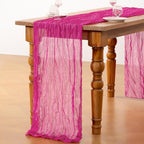 DeZerlor Hot Pink Cheesecloth Table Runners 6 Pack Summer Boho Runners | - Image 4