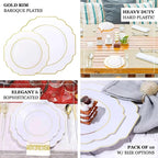 White Hard Plastic Dinner Plates, 50 Pack 11" Disposable Round Baroque Plates - Image 4