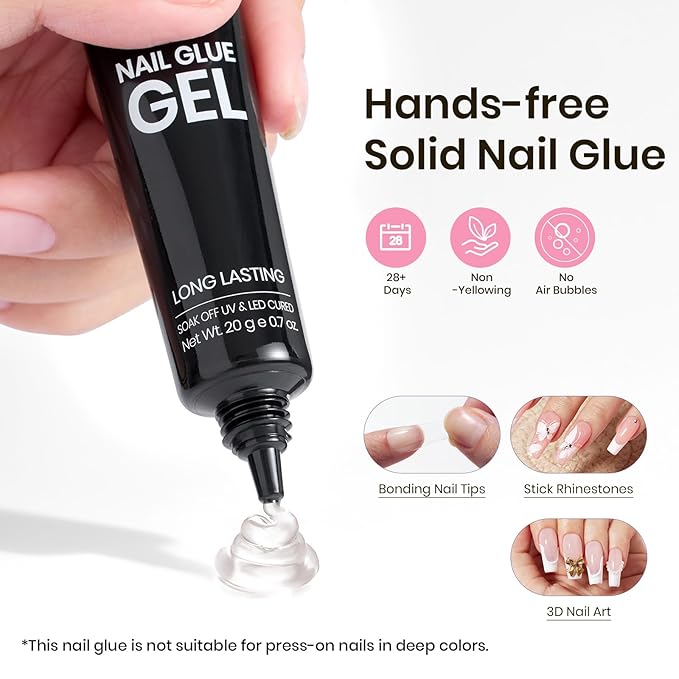 Beetles Tipex Gel Nail Kit with 224Pcs 16Sizes Medium Coffin Apex Nail Tips C Curved , Pre-building Acrylic Nails with Tipex Nail Glue，Mini Nail Lamp, Nail File for DIY Nails or Salon Use