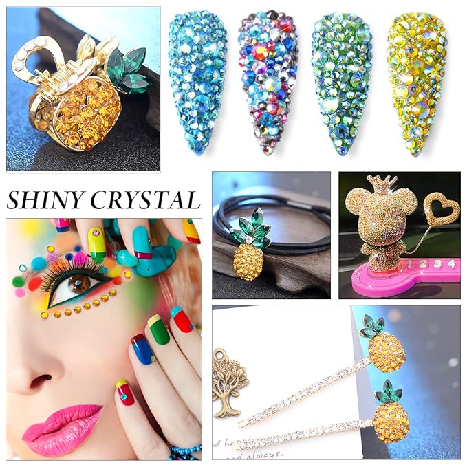 Novani Rhinestones 3000Pcs Flatback Crystal Round Loose Gemstones Glass Rhinestones for Crafts Makeup Nail Art Clothes Shoes DIY Decorations(SS10, 2.7-2.9mm,Gold Yellow)
