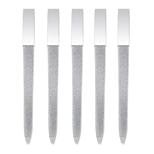 5 PCS Diamond Nail File Double Sided Metal Fingernail Manicure Files for Polish Nail, Removes Nail Ridges 5 Inches