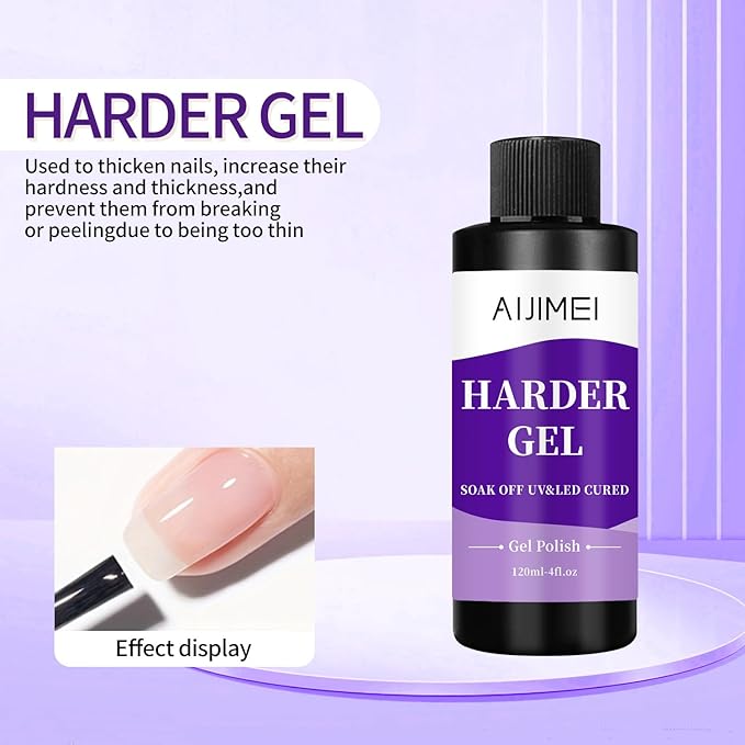 AIJIMEI 120ml Harder Gel Builder Gel Nail Builder Strengthener for Nail Art Versatile Use for All Types, Fast Drying Harder Gel Extension, 4 Fl Oz