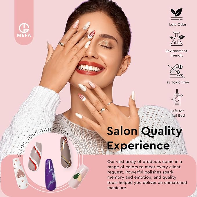 MEFA 47 PCS Gel Nail Polish Kit, 42 Colors All Seasons Collection Nude Pink White Colorful Gel Polish Set with 5 Pcs Base and Glossy/Matte/Glitter Top Coat DIY Manicure Art at Home Gifts for Women