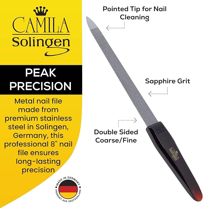 CS13 Large Heavy Duty Toe Nail Clipper for Thick Nails, Manicure and Pedicure & CS19 Large Professional Sapphire Metal Nail File for Fingernail and Toenail, Made in Solingen, Germany