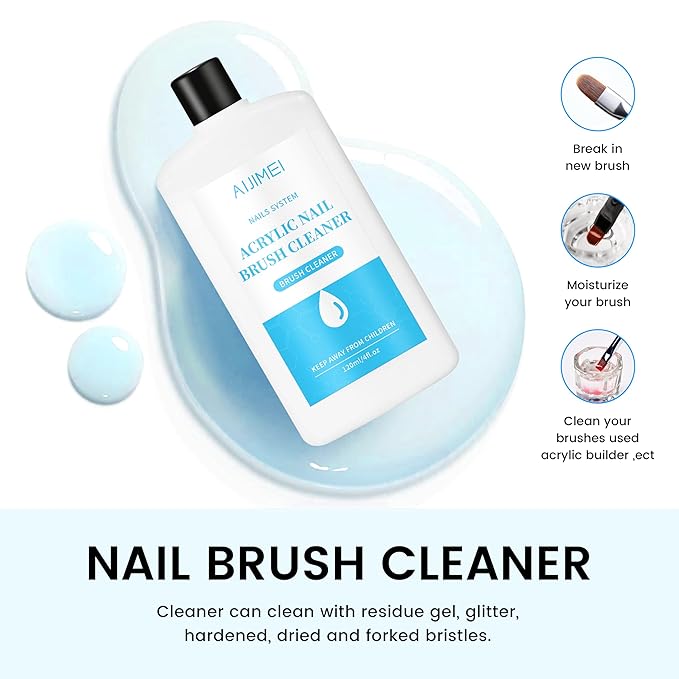 Nail Brush Cleaner 120ml Acrylic Brush Cleaner Efficient Nail Cleaner for Acrylic Nails Professional Brush Cleaner for acrylic Clean and Maintain Your Nail Brushes with Cleaning Solution