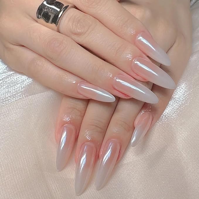 White Pearl Chrome Nail Powder, High Gloss Mirror Effect Pearlescent Iridescent Glitters Powder Mermaid Pigment for Nail Art Decoration