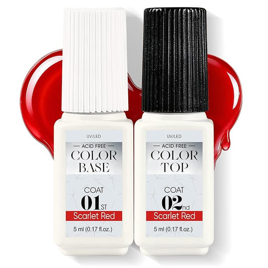 Jofay Fashion Red Gel Nail Polish 10ml - All-in-One Step Gel Polish Soak Off LED/U V Lamp DIY Salon Manicure at Home Long Lasting Glossy Finish Home Nail Salon Gift for Women & Girls (0.33 Fl Oz)